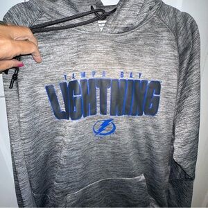 Champion Gray and Blue Hoodie Sweatshirt Tampa Bay Lightning Hockey Large